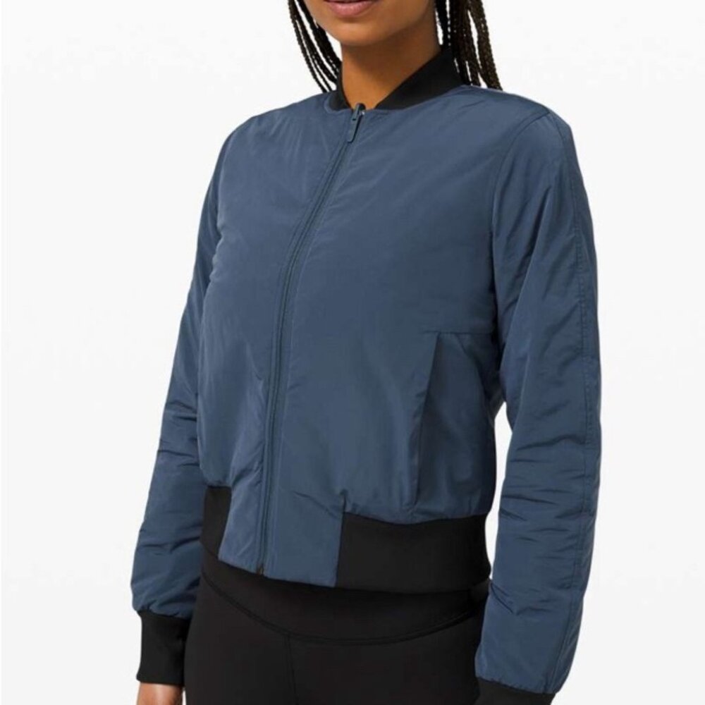 ❤️ Lululemon Non-Stop Bomber *Reversible Jacket Iron Blue / Black Size 4 NWT